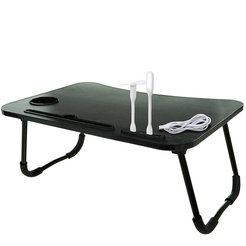 Folding Lap Desk With 4 USB-A Ports And Fan