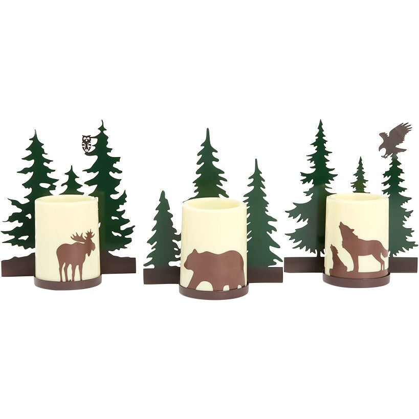 Forest Animals Flameless Flickering LED Candle Set 3 Pc.