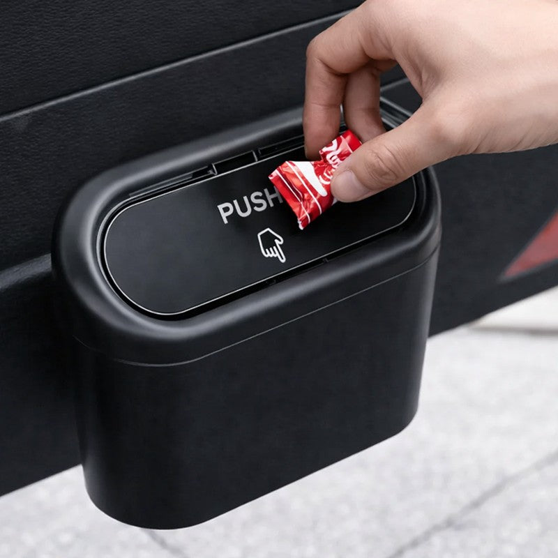 Black Waterproof Leakproof Car Trash Bin with Clip
