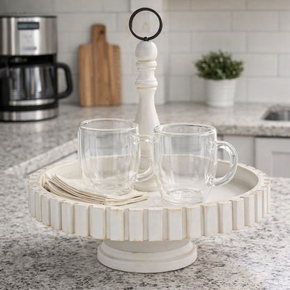 Round Rustic Wood Serving Tray