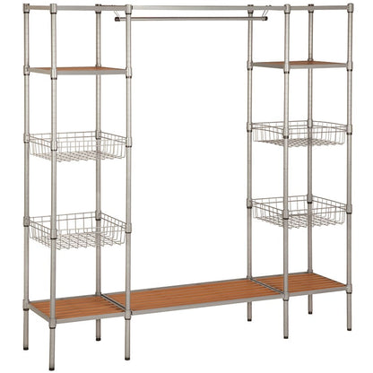 Freestanding Closet With Garment Bar and Shelves