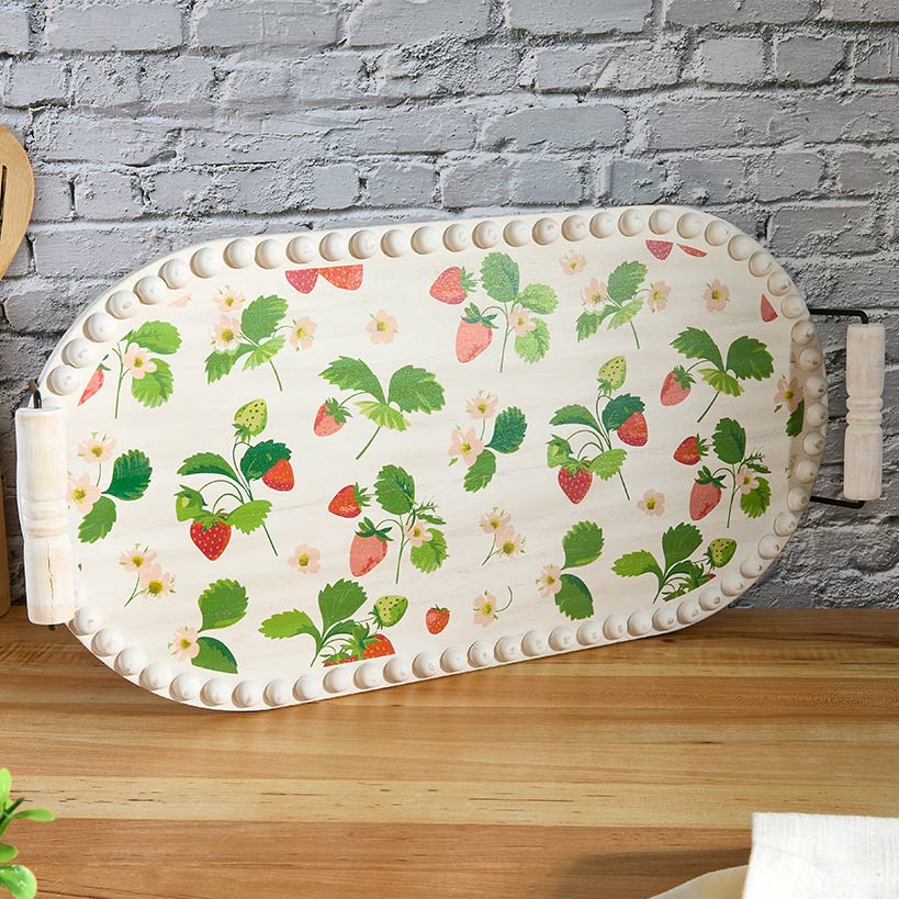 Fresh off the Vine Strawberry Pattern Plates or Beaded Wooden Serving Tray#select-item_beaded-serving-tray