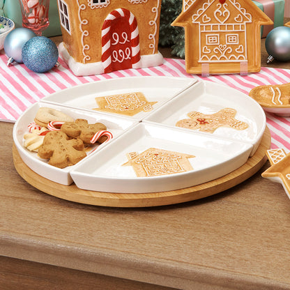 Christmas Gingerbread Lazy Susan with Removable Dishes