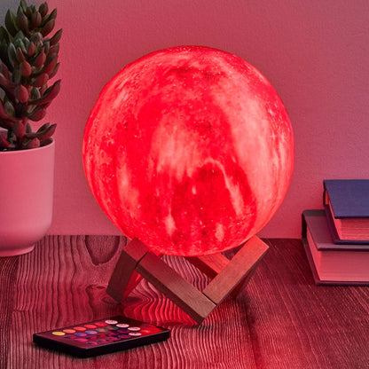 Moon Galaxy LED Lamp With Wood Stand Remote Control LED Color Changing
