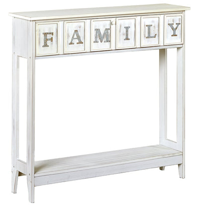 Rustic Wood Console Table with Galvanized Family Sentiment - Black or White