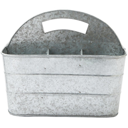 Galvanized Silver Metal Tabletop Serving Collection Tray or Caddy