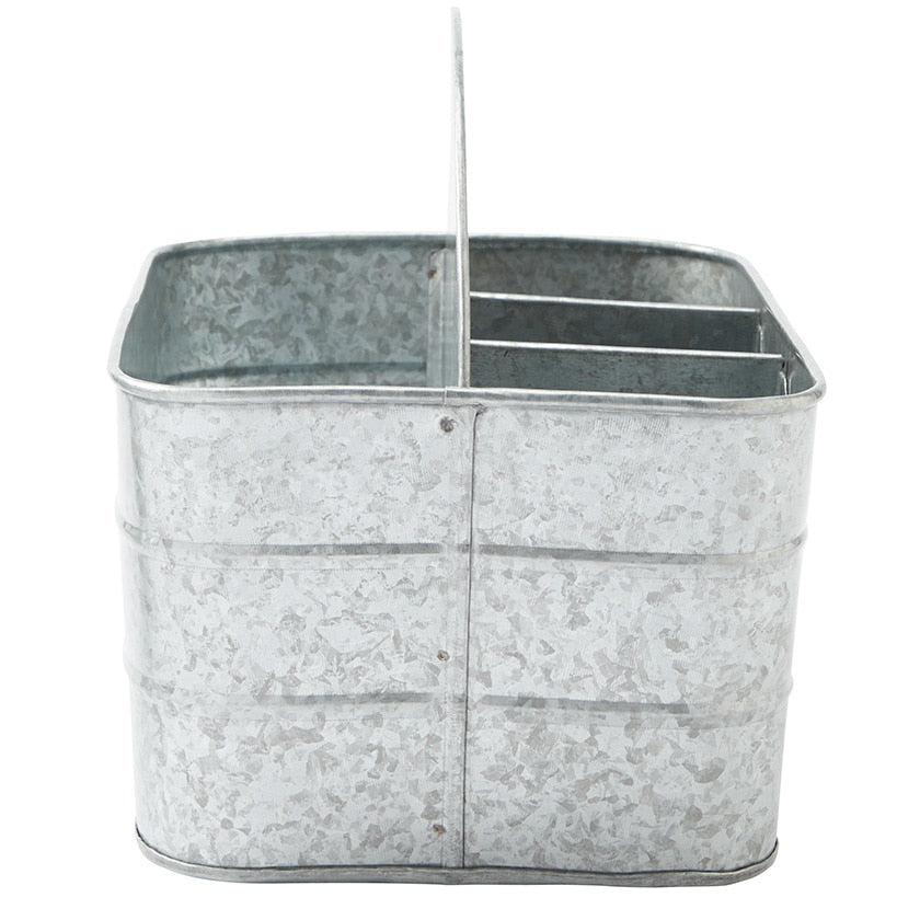 Galvanized Silver Metal Tabletop Serving Collection Tray or Caddy