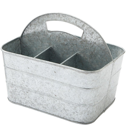 Galvanized Silver Metal Tabletop Serving Collection Tray or Caddy