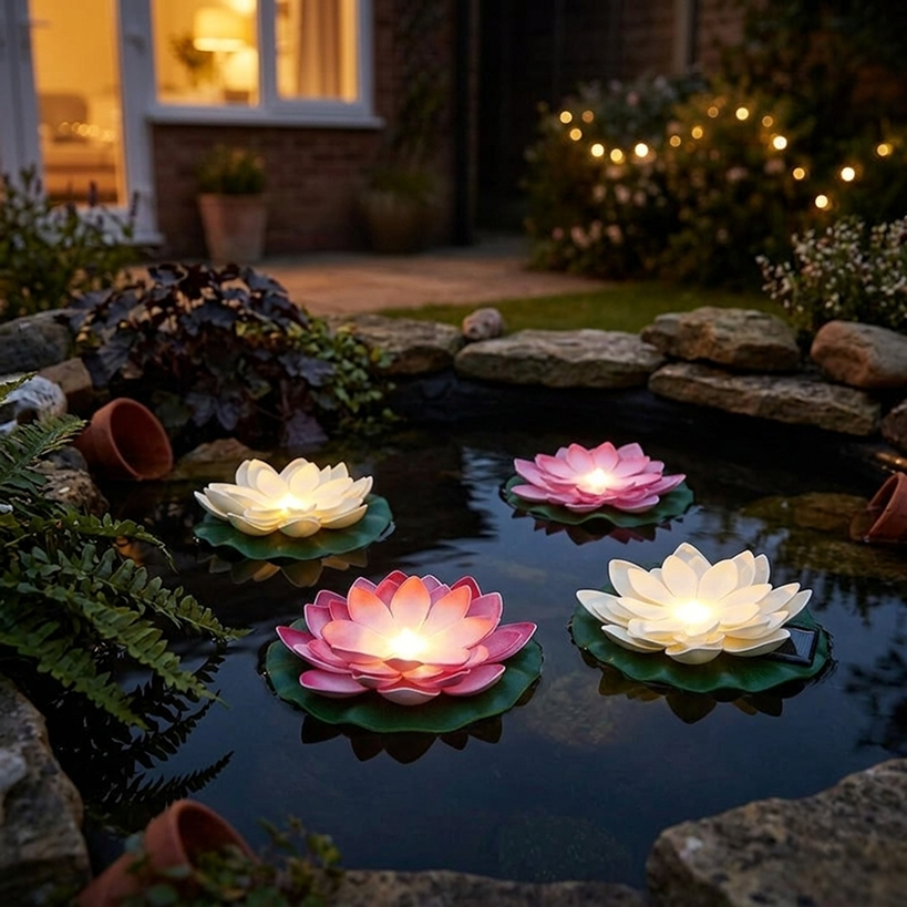 Solar Floating LED Flower Lights - Set of 2