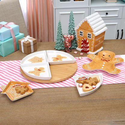 Christmas Gingerbread Lazy Susan with Removable Dishes