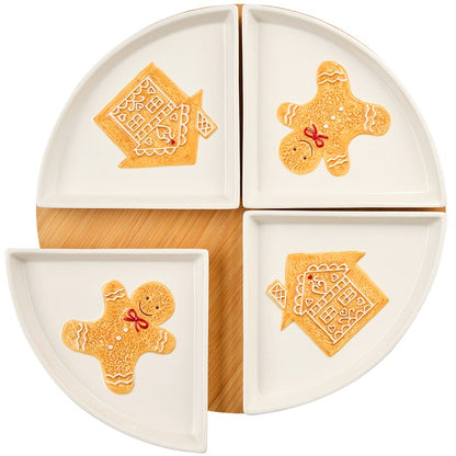 Christmas Gingerbread Lazy Susan with Removable Dishes