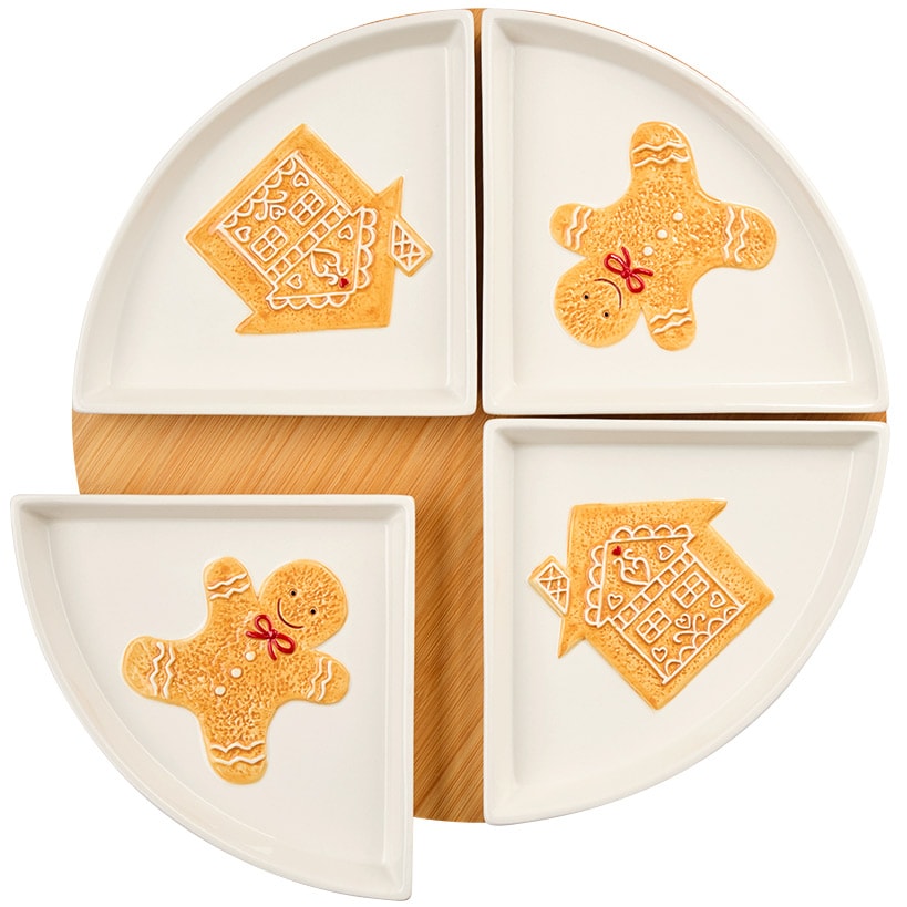 Christmas Gingerbread Lazy Susan with Removable Dishes