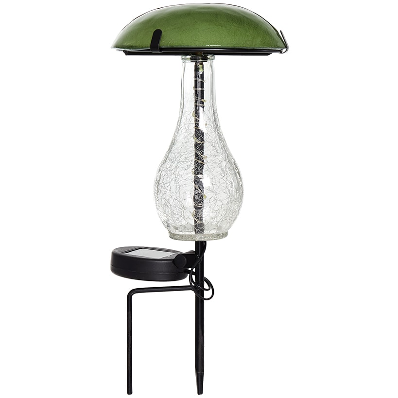 Mushroom Stake Solar Glass With Fairy Lights Green Purple Or Yellow