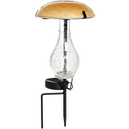Mushroom Stake Solar Glass With Fairy Lights Green Purple Or Yellow