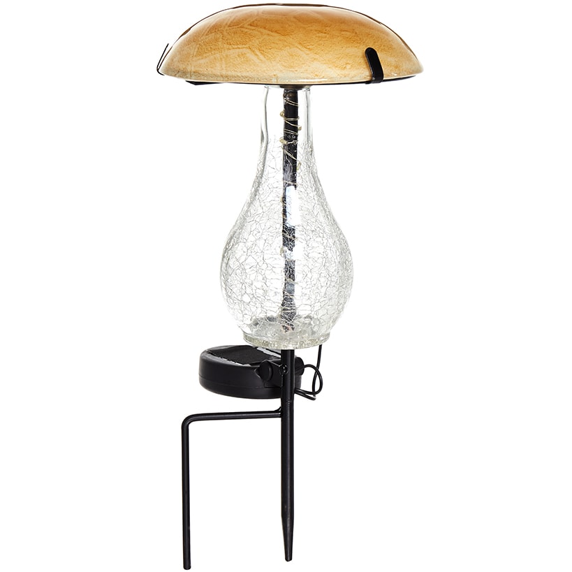 Mushroom Stake Solar Glass With Fairy Lights Green Purple Or Yellow