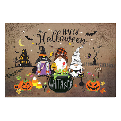 Personalized Halloween Spooky Gnome Family Doormat