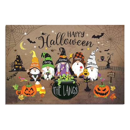 Personalized Halloween Spooky Gnome Family Doormat