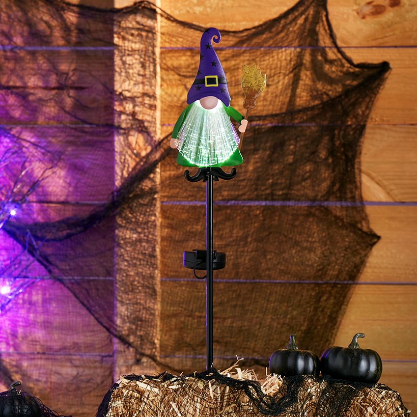 Fiber Optic Halloween Witch Gnome Garden Stake#select-stake_witch