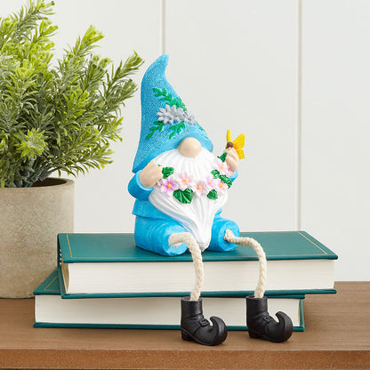 Gnome Shelf Sitter With Flower Seasonal Decor