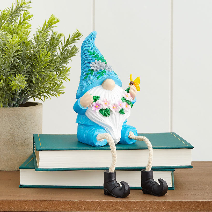 Gnome Shelf Sitter With Flower Seasonal Decor#select-color_blue