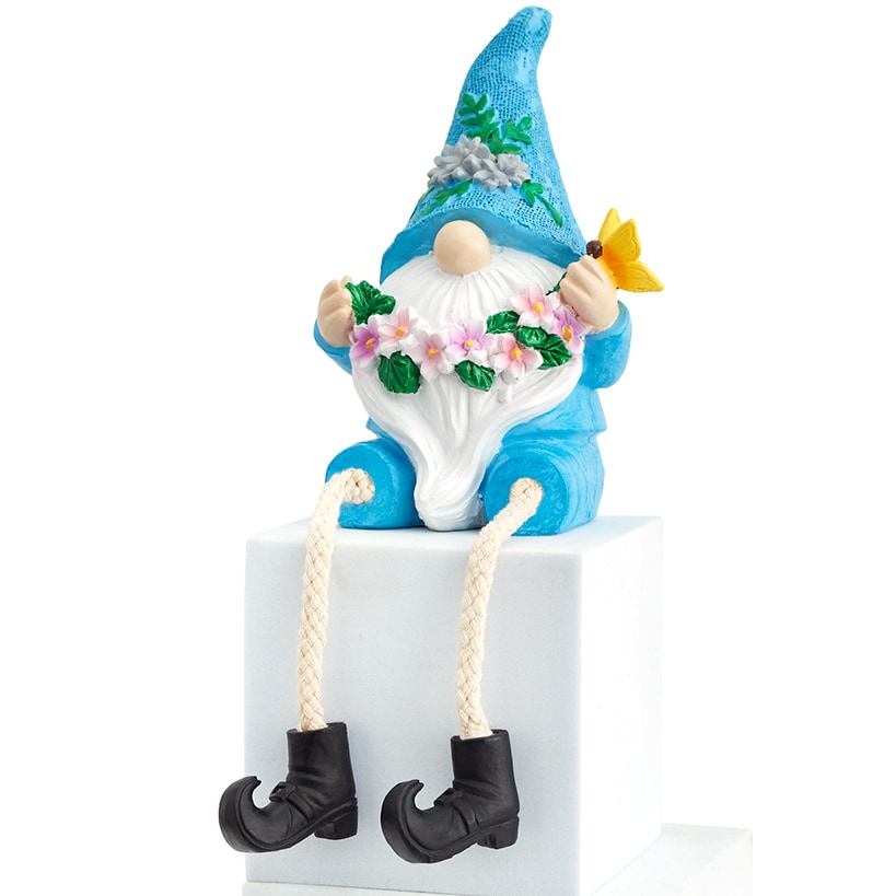 Gnome Shelf Sitter With Flower Seasonal Decor