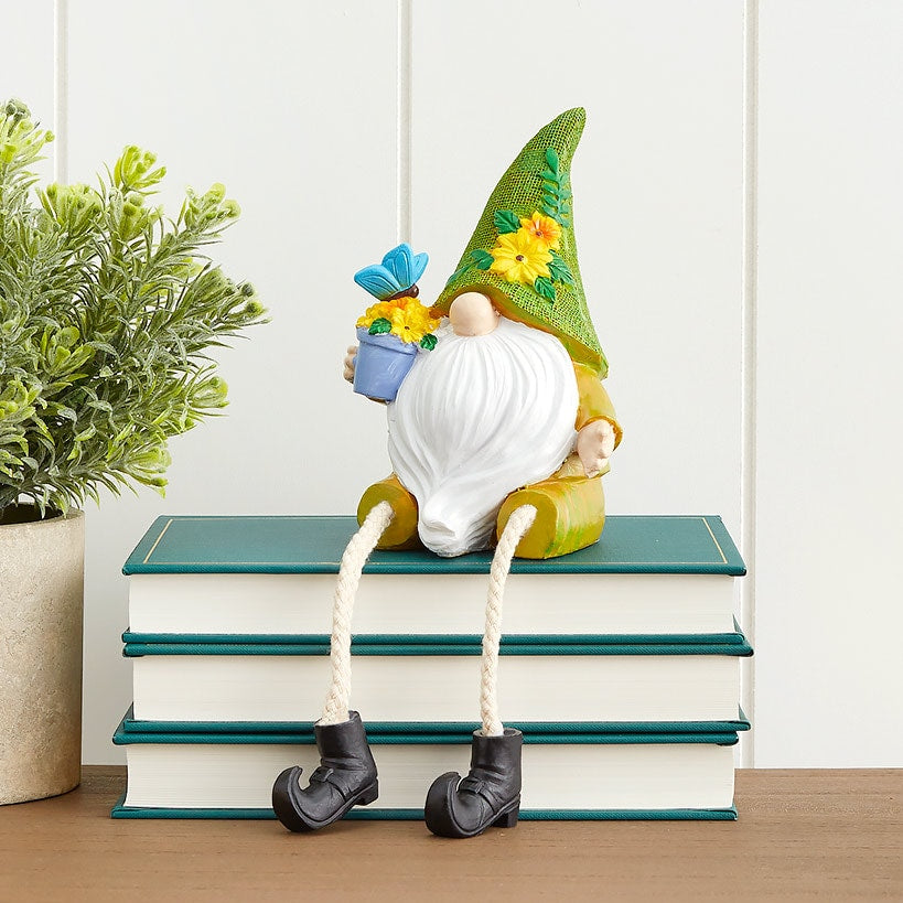 Gnome Shelf Sitter With Flower Seasonal Decor#select-color_green