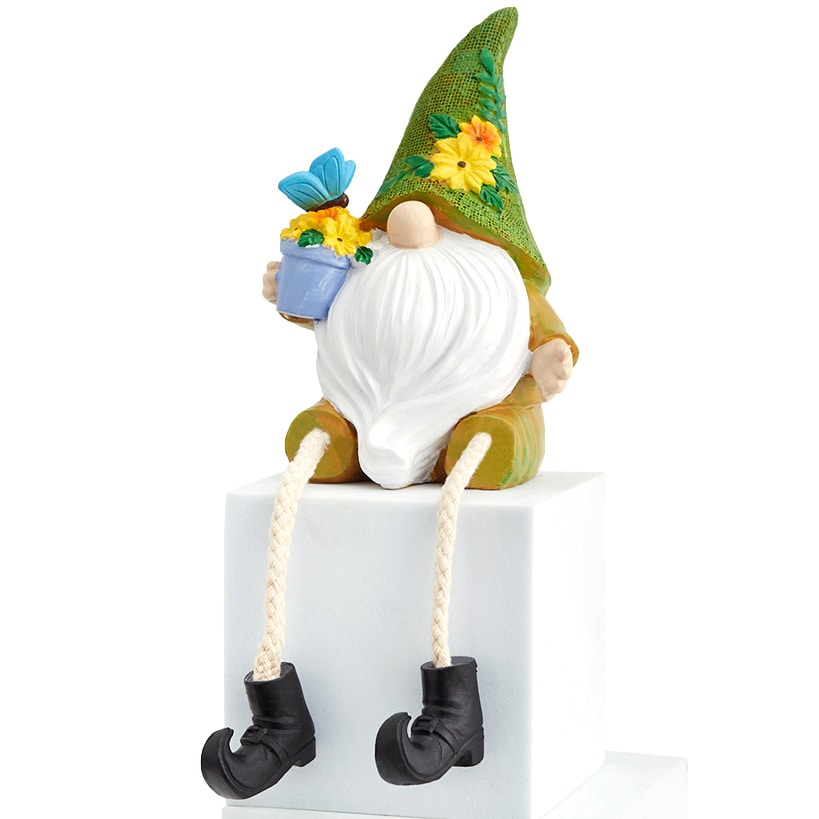 Gnome Shelf Sitter With Flower Seasonal Decor