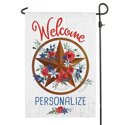 Personalized Welcome Patriotic Star Garden Flag