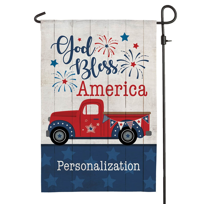 Personalized God Bless America Pick Up Truck Garden Flag