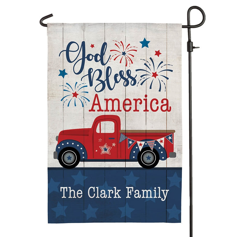 Personalized God Bless America Pick Up Truck Garden Flag