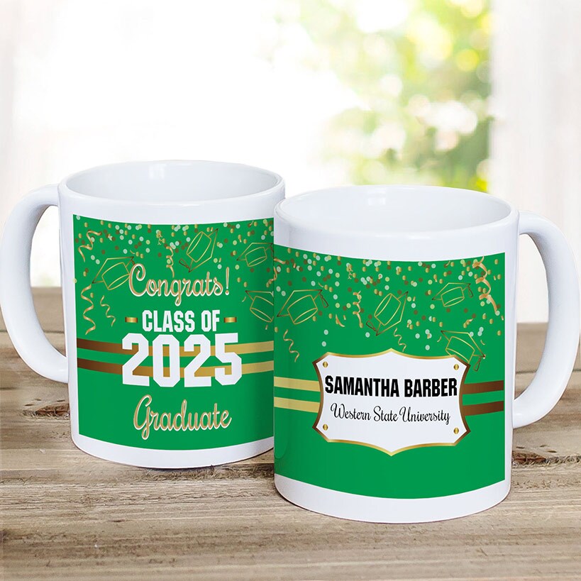 Personalized Gold Confetti Graduation Mug 11oz