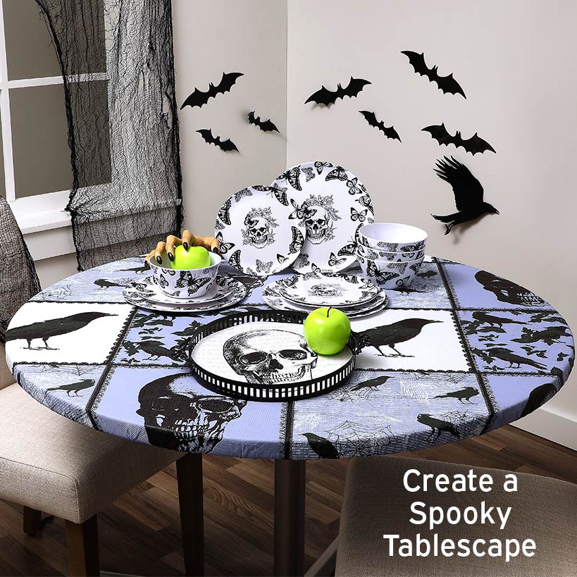Gothic Elegance Halloween Butterfly and Skull Dinnerware Set