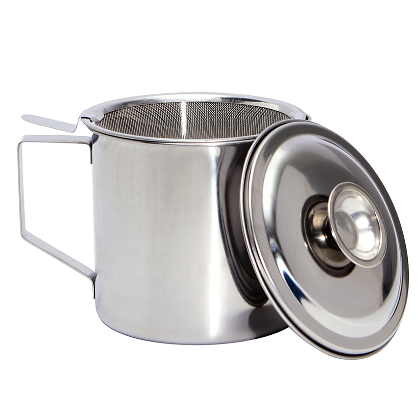 Grease Container with Removeale Strainer Stainless Steel