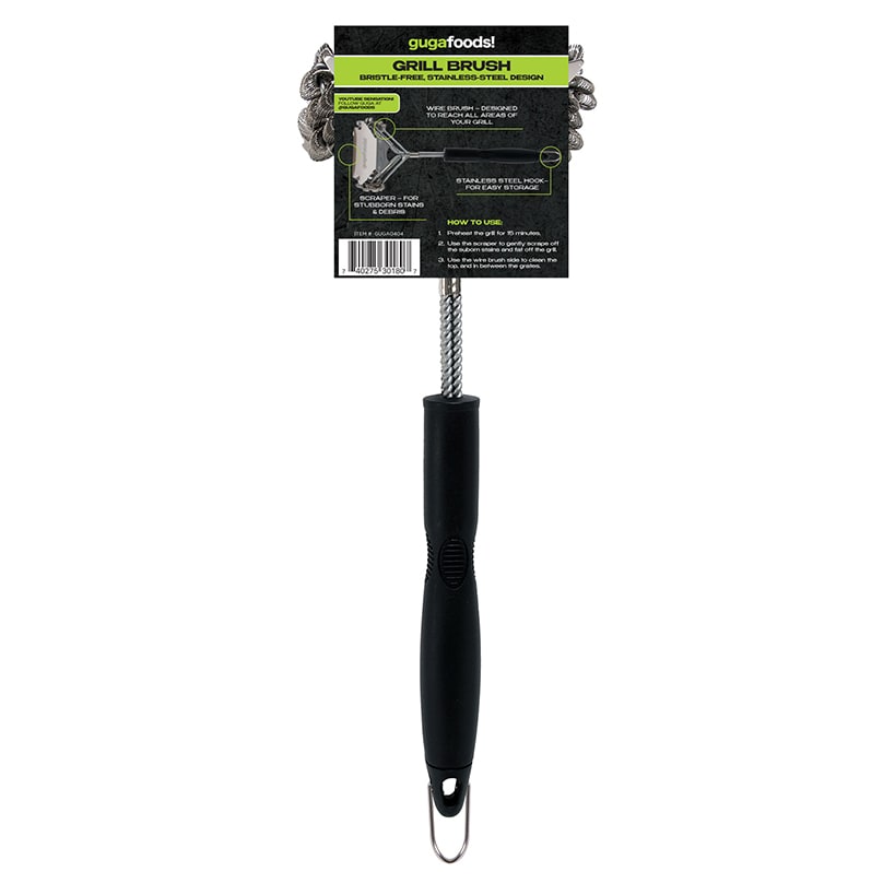 Guga Foods Grill Brush And Scraper Durable Stainless Steel Bristles
