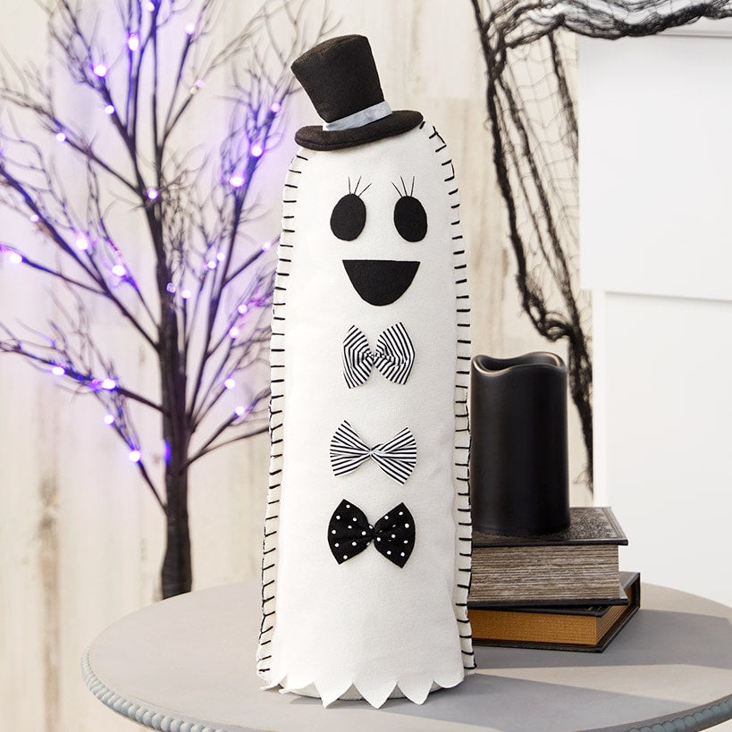 Halloween Plush Ghost With Bowtie Decor