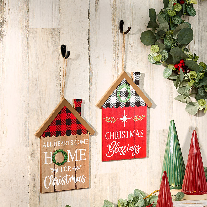 Christmas Hanging Home Sentiment Wall Decor - Blessings or Christmas