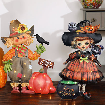 Halloween Lighted Standing Witch or Scarecrow Greeter