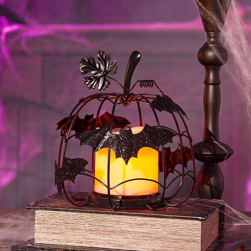 Halloween Themed Crow Glitter Candle Holder