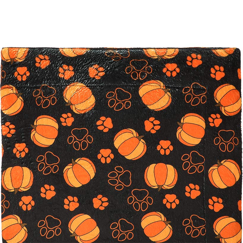 Halloween Pet Blanket Lightweight Cozy Festive Pumpkins And Paws Print