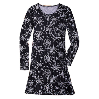 Festive Spiderweb Print Dress