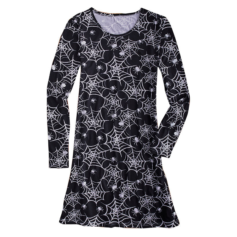 Festive Spiderweb Print Dress