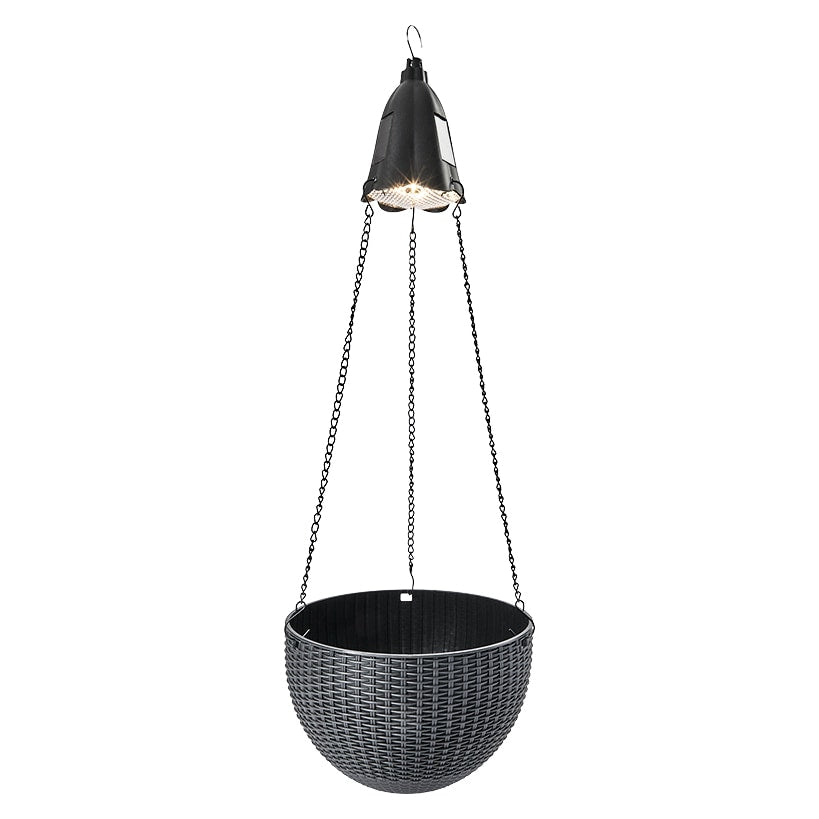 black metal hanging basket planter LTD Commodities Solar Lighted Hanging Basket Planter