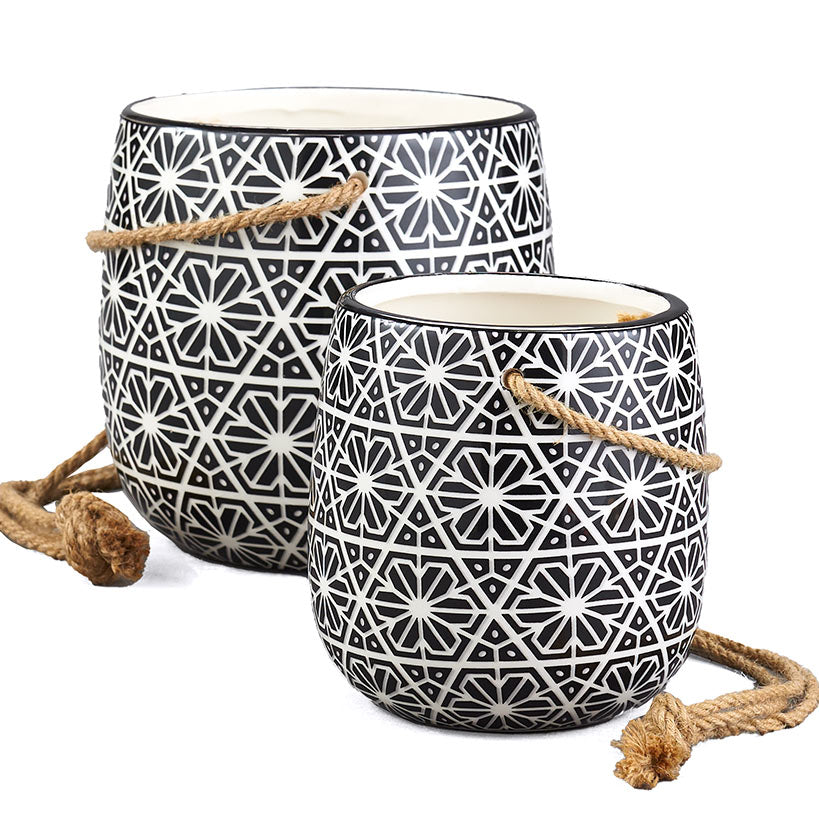 Sets of 2 Hanging Ceramic Planters