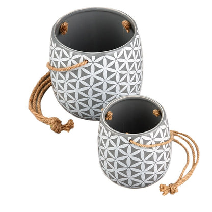 Sets of 2 Hanging Ceramic Planters