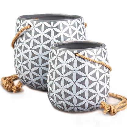 Sets of 2 Hanging Ceramic Planters