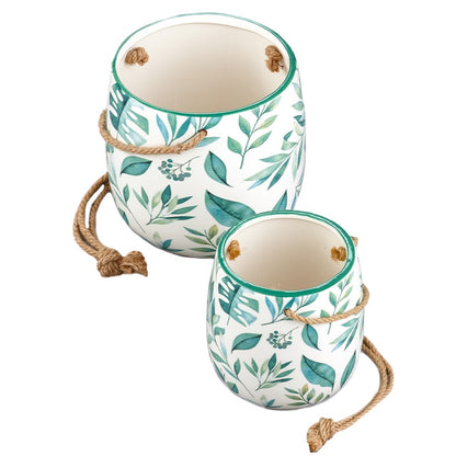Sets of 2 Hanging Ceramic Planters