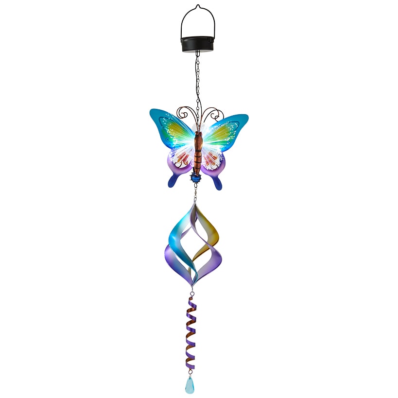 Solar Butterfly Fiber Optic Wind Spinner