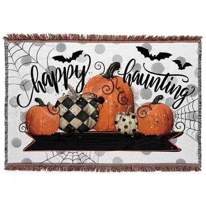 Personalized Halloween Happy Haunting Fringe Blanket