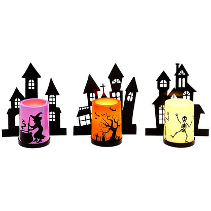 6-Pc. Haunted Village with Colorful LED Candles
