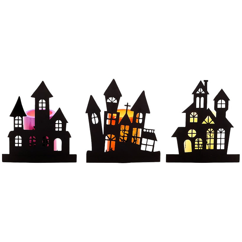 6-Pc. Haunted Village with Colorful LED Candles